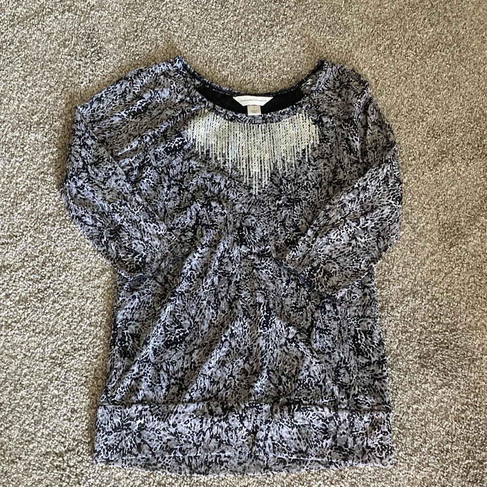 Christopher & Banks black and gray blouse, size small